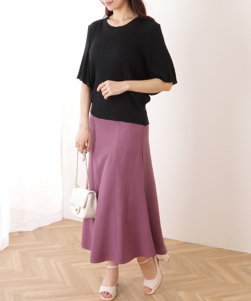 Lace Ladies(レースレディース)の「バタフライスリーブ プリーツ 半袖 ニット プルオーバー(ニット/セーター・レディース・ブラック/ホワイト・S/M/XL)」の5枚目の写真