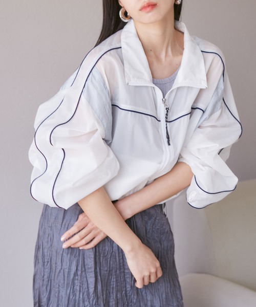 VIS（ビス）の「パイピングダブルジップシアートラックブルゾン（ブルゾン・レディース・ピンク/ホワイト系その他・FREE）」の2枚目の写真