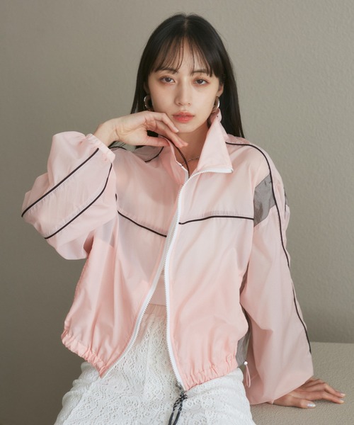 VIS（ビス）の「パイピングダブルジップシアートラックブルゾン（ブルゾン・レディース・ピンク/ホワイト系その他・FREE）」の4枚目の写真