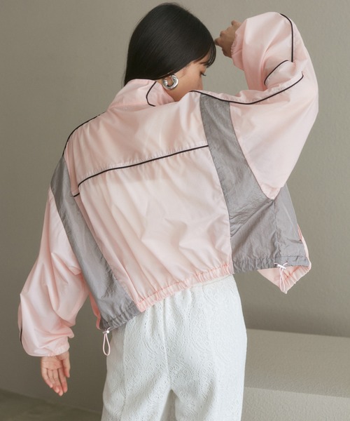 VIS（ビス）の「パイピングダブルジップシアートラックブルゾン（ブルゾン・レディース・ピンク/ホワイト系その他・FREE）」の5枚目の写真
