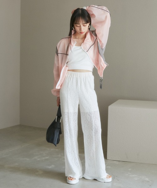 VIS（ビス）の「パイピングダブルジップシアートラックブルゾン（ブルゾン・レディース・ピンク/ホワイト系その他・FREE）」の9枚目の写真