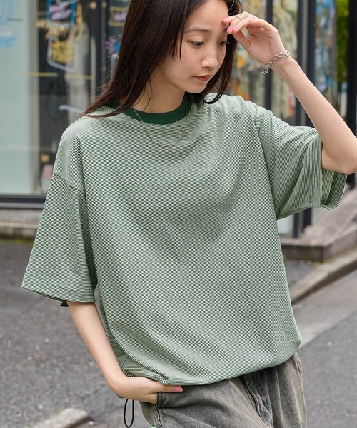 tシャツ マテロボーダーロゴTシャツ レディース STAR&STRIPE｜ボーダー リンガー Tシャツ md-028-mt - Piu di