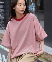 MONO-MART | ドローコード オーバーサイズボーダー半袖リンガーTシャツ(Tシャツ/カットソー)