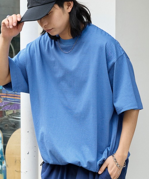 セール】ドローコード オーバーサイズボーダー半袖リンガーTシャツ（T