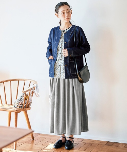 and myera(アンド マイラ)の「and myera そよぐスカート(スカート・レディース・カーキ/チャコール/シルバーグレー・X-LARGE/LARGE/MEDIUM/SMALL)」の6枚目の写真