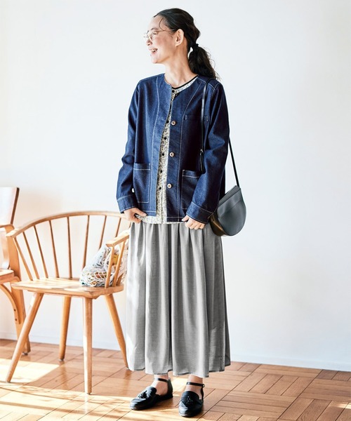 and myera(アンド マイラ)の「and myera そよぐスカート(スカート・レディース・カーキ/チャコール/シルバーグレー・X-LARGE/LARGE/MEDIUM/SMALL)」の7枚目の写真