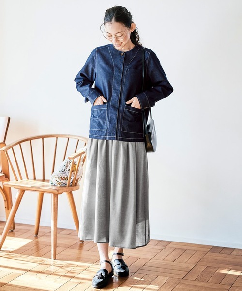 and myera(アンド マイラ)の「and myera そよぐスカート(スカート・レディース・カーキ/チャコール/シルバーグレー・X-LARGE/LARGE/MEDIUM/SMALL)」の8枚目の写真