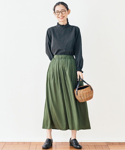 and myera(アンド マイラ)の「and myera そよぐスカート(スカート・レディース・カーキ/チャコール/シルバーグレー・X-LARGE/LARGE/MEDIUM/SMALL)」の21枚目の写真