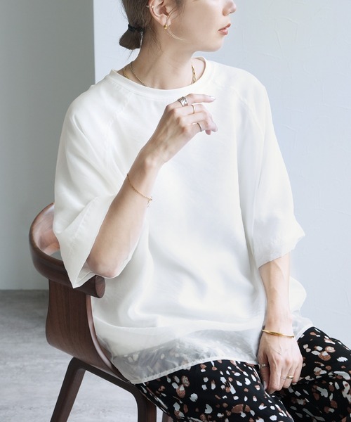 reca(レカ)の「オーガンジー重ねラグラントップス(その他トップス・レディース・アイボリー/ブラック/ブルーグレー/ベージュ系その他/ミント/ブラウン・FREE)」の17枚目の写真