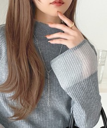 ホワイト長袖セーター・グレー袖 MEN ビコロールカラーガーター 長袖セーター グレー×ホワイト