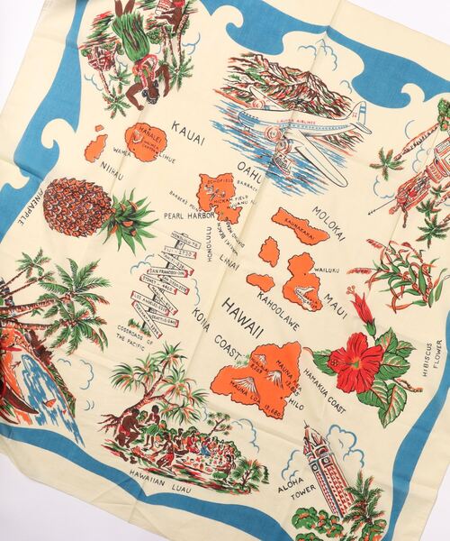 ROSE BUD（ローズバッド）の「(BINIDO)コットンボイルスカーフ（バンダナ/スカーフ・レディース・ブルー/ベージュ・FREE）」の4枚目の写真