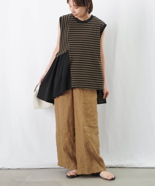 LUCA/LADY LUCK LUCA（ルカ/レディラックルカ）の「LC/LLL ボーダーバイヤスノースリーブカットソー / アシメ切替ノースリーブカットソー（Tシャツ/カットソー・レディース・アイボリー/グリーン/カーキ・FREE）」の22枚目の写真