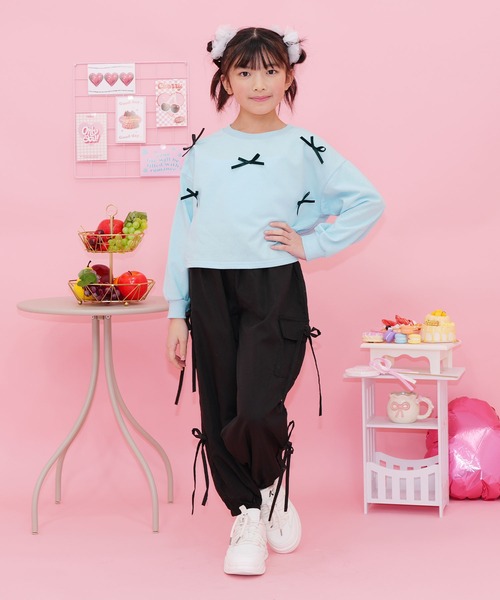Bee des Bee（ビーデスビー）の「サイドリボンカーゴパンツ（カーゴパンツ・キッズ・ラベンダー/ピンク/ブラック/ダークカーキ/ライトブルー・130cm/120cm/110cm/100cm/150cm/140cm/160cm/170cm）」の8枚目の写真