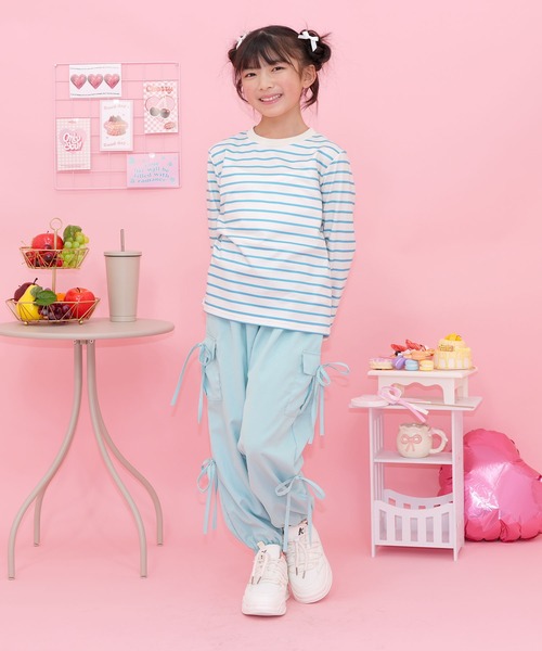 Bee des Bee（ビーデスビー）の「サイドリボンカーゴパンツ（カーゴパンツ・キッズ・ラベンダー/ピンク/ブラック/ダークカーキ/ライトブルー・130cm/120cm/110cm/100cm/150cm/140cm/160cm/170cm）」の14枚目の写真