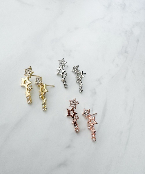 TIMELESS&THREE(タイムレスアンドスリー)の「スター&ビジューラインピアス(ピアス(両耳用)・レディース・シルバー/ゴールド/ピンクゴールド・FREE)」の10枚目の写真