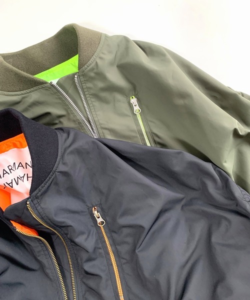 Q（キュー）の「MA-1 ギャザーブルゾン（MA-1・レディース・カーキ/ブラック・MEDIUM）」の6枚目の写真