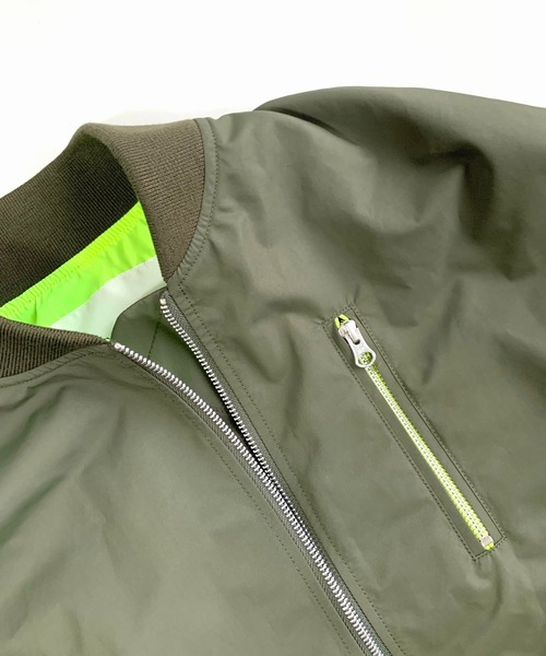Q（キュー）の「MA-1 ギャザーブルゾン（MA-1・レディース・カーキ/ブラック・MEDIUM）」の7枚目の写真