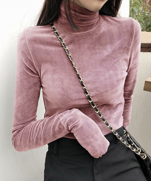 c.u.l（シーユーエル）の「やわらか タートルネックトップス culw698（Tシャツ/カットソー・レディース・グレー/ブラック/ピンク・M/L）」の3枚目の写真