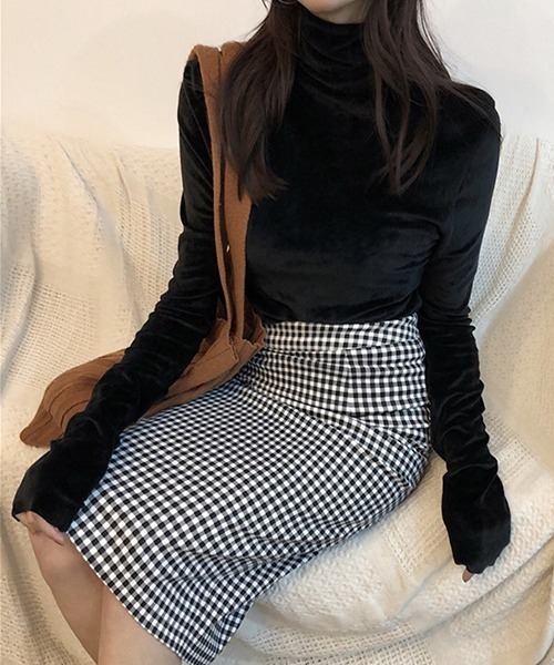 c.u.l（シーユーエル）の「やわらか タートルネックトップス culw698（Tシャツ/カットソー・レディース・グレー/ブラック/ピンク・M/L）」の6枚目の写真