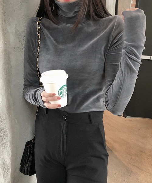 c.u.l（シーユーエル）の「やわらか タートルネックトップス culw698（Tシャツ/カットソー・レディース・グレー/ブラック/ピンク・M/L）」の7枚目の写真