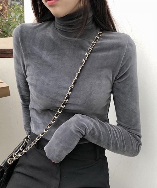 c.u.l（シーユーエル）の「やわらか タートルネックトップス culw698（Tシャツ/カットソー・レディース・グレー/ブラック/ピンク・M/L）」の8枚目の写真