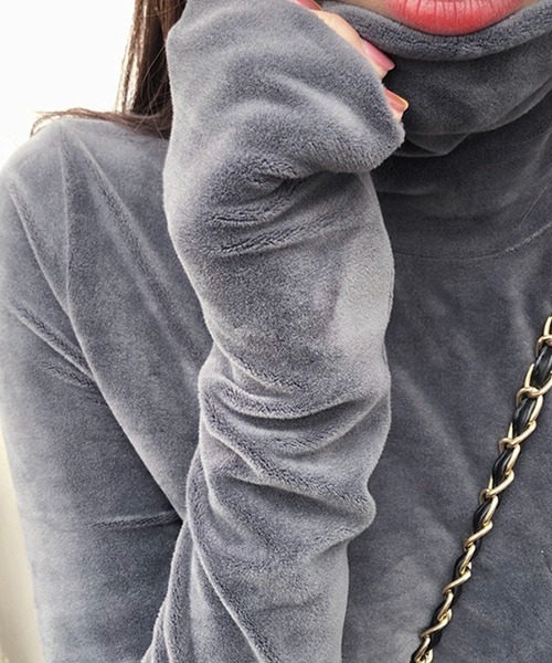 c.u.l（シーユーエル）の「やわらか タートルネックトップス culw698（Tシャツ/カットソー・レディース・グレー/ブラック/ピンク・M/L）」の10枚目の写真