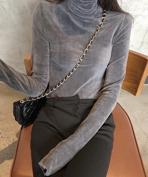 c.u.l（シーユーエル）の「やわらか タートルネックトップス culw698（Tシャツ/カットソー・レディース・グレー/ブラック/ピンク・M/L）」の11枚目の写真