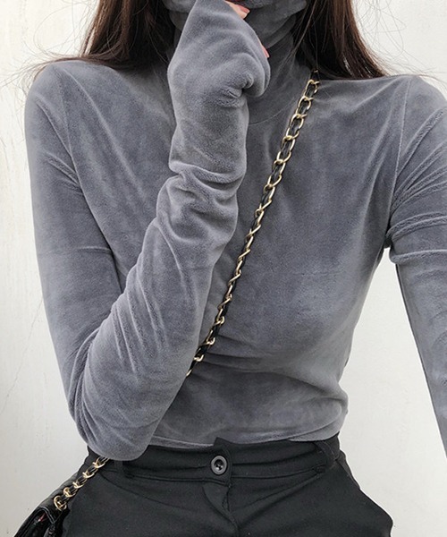 c.u.l（シーユーエル）の「やわらか タートルネックトップス culw698（Tシャツ/カットソー・レディース・グレー/ブラック/ピンク・M/L）」の12枚目の写真