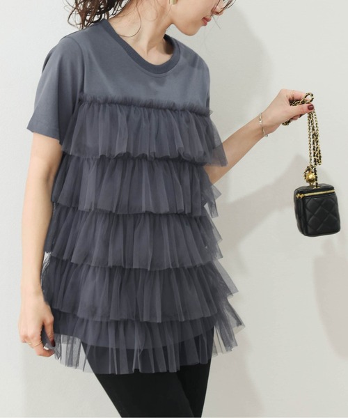 SUGAR BISKET(シュガービスケット)の「チュールティアードドッキングTシャツ(Tシャツ/カットソー・レディース・グレー/ベージュ/ブラック/ホワイト・フリー)」の17枚目の写真