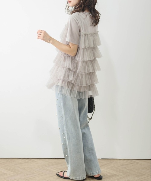SUGAR BISKET(シュガービスケット)の「チュールティアードドッキングTシャツ(Tシャツ/カットソー・レディース・グレー/ベージュ/ブラック/ホワイト・フリー)」の12枚目の写真