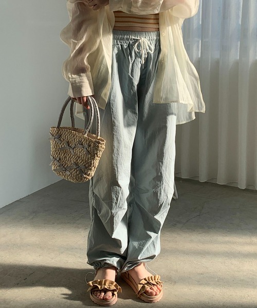 Teem Store（チームストア）の「カラフル ドロスト ナイロン タックパンツ（その他パンツ・レディース・ブラック/ブルー/グリーン/イエロー・S/M/L）」の12枚目の写真