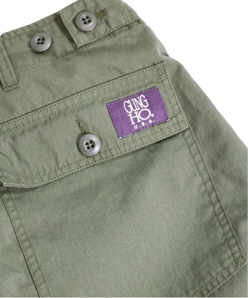 GUNG HO（ガンホー）の「【GUNG HO ガンホー】 CAMP FATIGUE 6POCKETS（カーゴパンツ・メンズ・オリーブ/ブラック・MEDIUM/LARGE/SMALL）」の12枚目の写真