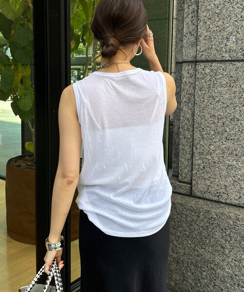 DouDou（ドゥドゥ）の「コットンシアータンク（Tシャツ/カットソー・レディース・ピンク/ブラウン/オフホワイト/ブラック・FREE）」の13枚目の写真