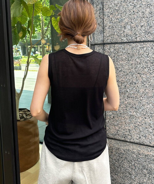 DouDou（ドゥドゥ）の「コットンシアータンク（Tシャツ/カットソー・レディース・ピンク/ブラウン/オフホワイト/ブラック・FREE）」の22枚目の写真