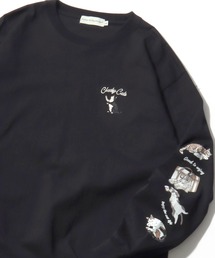 POWER TO THE PEOPLE（パワートゥーザピープル）の「2026SS POWER TO THE PEOPLE/パワートゥザピープル オバケ ネコ ワンポイント刺繍 袖プリント オーバーサイズロンT 長袖 レディース メンズ（Tシャツ/カットソー）」