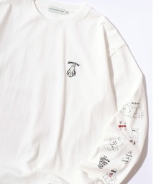 POWER TO THE PEOPLE（パワートゥーザピープル）の「2025AW POWER TO THE PEOPLE/パワートゥザピープル オバケ ネコ ワンポイント刺繍 袖プリント オーバーサイズロンT 長袖 レディース メンズ（Tシャツ/カットソー・メンズ）」