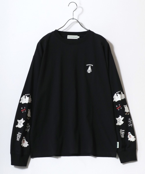 POWER TO THE PEOPLE（パワートゥーザピープル）の「2026SS POWER TO THE PEOPLE/パワートゥザピープル オバケ ネコ ワンポイント刺繍 袖プリント オーバーサイズロンT 長袖 レディース メンズ（Tシャツ/カットソー・メンズ・ホワイト/ホワイト系その他/グレー系その他/ブラック/グレー系その他2/ブラック系その他・LL/M/L）」の8枚目の写真