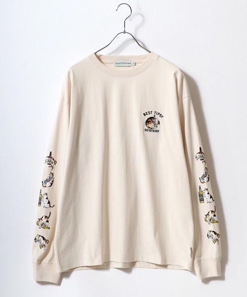 POWER TO THE PEOPLE（パワートゥーザピープル）の「2026SS POWER TO THE PEOPLE/パワートゥザピープル オバケ ネコ ワンポイント刺繍 袖プリント オーバーサイズロンT 長袖 レディース メンズ（Tシャツ/カットソー・メンズ・ホワイト/ホワイト系その他/グレー系その他/ブラック/グレー系その他2/ブラック系その他・LL/M/L）」の10枚目の写真