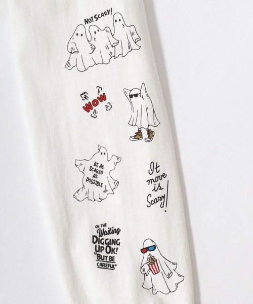 POWER TO THE PEOPLE（パワートゥーザピープル）の「2026SS POWER TO THE PEOPLE/パワートゥザピープル オバケ ネコ ワンポイント刺繍 袖プリント オーバーサイズロンT 長袖 レディース メンズ（Tシャツ/カットソー・メンズ・ホワイト/ホワイト系その他/グレー系その他/ブラック/グレー系その他2/ブラック系その他・LL/M/L）」の16枚目の写真