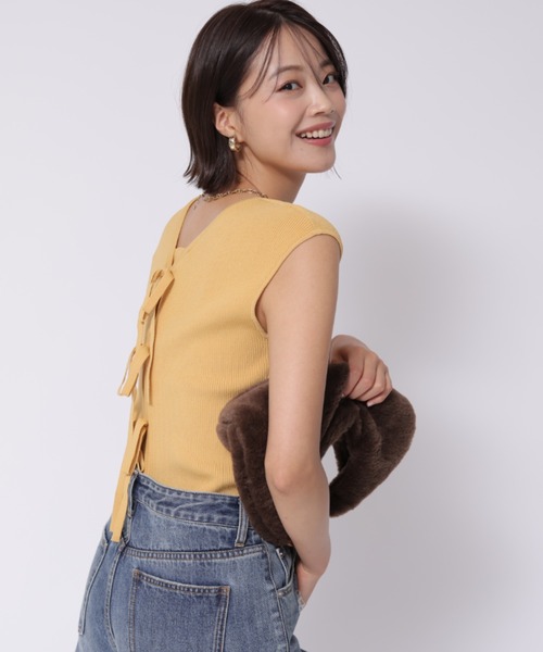 Apuweiser-riche - 【新品】アプ♡バックリボンリブニット Apuweiser-riche（アプワイザーリッシェ）の「バックリボン