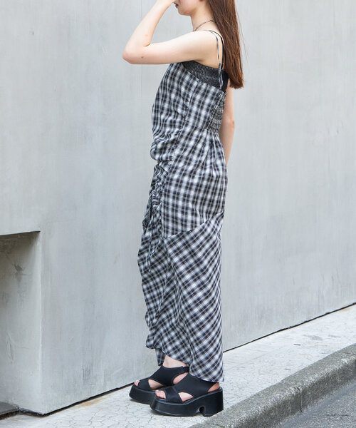 RAY CASSIN(レイカズン)の「チェックシャーリングワンピース(ワンピース・レディース・アイボリー/グリーン/ブラック・FREE)」の18枚目の写真