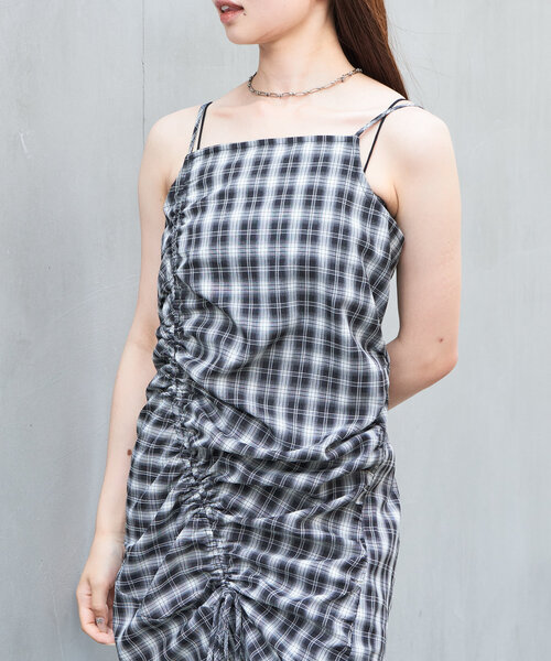 RAY CASSIN(レイカズン)の「チェックシャーリングワンピース(ワンピース・レディース・アイボリー/グリーン/ブラック・FREE)」の16枚目の写真