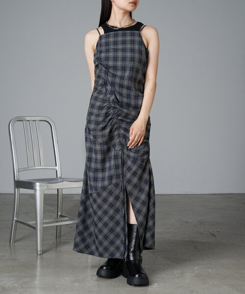 RAY CASSIN(レイカズン)の「チェックシャーリングワンピース(ワンピース・レディース・アイボリー/グリーン/ブラック・FREE)」の11枚目の写真