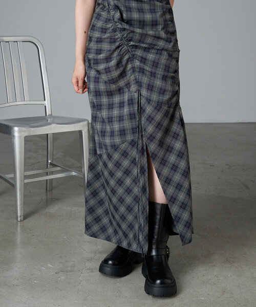 RAY CASSIN(レイカズン)の「チェックシャーリングワンピース(ワンピース・レディース・アイボリー/グリーン/ブラック・FREE)」の8枚目の写真