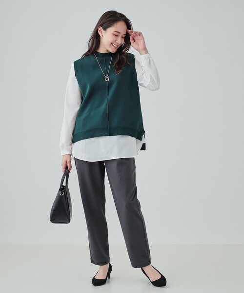 SHOO・LA・RUE（シューラルー）の「◆【高レビュー/S-LL/洗濯後シワになりにくい】スマートに見えるイージーパンツ（その他パンツ・レディース・ブラック/ベージュ/オレンジ/ブルーグリーン/グレー系その他・02/01/04/03）」の6枚目の写真