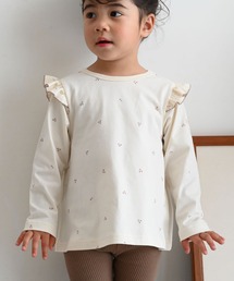 長袖 肩フリル Tシャツ