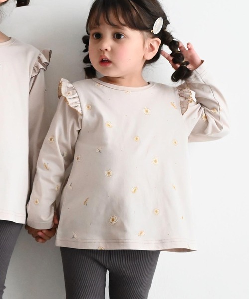 PUPPAPUPO(プッパプーポ)の「長袖 肩フリル Tシャツ(Tシャツ/カットソー・キッズ・ホワイト系その他/ピンク/ベビーピンク/アイボリー/ベージュ/ベージュ系その他/ベージュ系その他2/ホワイト系その他2/ピンク系その他/ホワイト系その他3・80/110/100/90/130/120)」の9枚目の写真