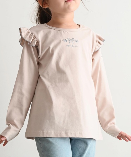 PUPPAPUPO(プッパプーポ)の「長袖 肩フリル Tシャツ(Tシャツ/カットソー・キッズ・ホワイト系その他/ピンク/ベビーピンク/アイボリー/ベージュ/ベージュ系その他/ベージュ系その他2/ホワイト系その他2/ピンク系その他/ホワイト系その他3・80/110/100/90/130/120)」の10枚目の写真