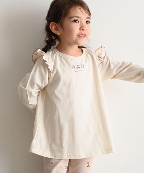 PUPPAPUPO(プッパプーポ)の「長袖 肩フリル Tシャツ(Tシャツ/カットソー・キッズ・ホワイト系その他/ピンク/ベビーピンク/アイボリー/ベージュ/ベージュ系その他/ベージュ系その他2/ホワイト系その他2/ピンク系その他/ホワイト系その他3・80/110/100/90/130/120)」の3枚目の写真