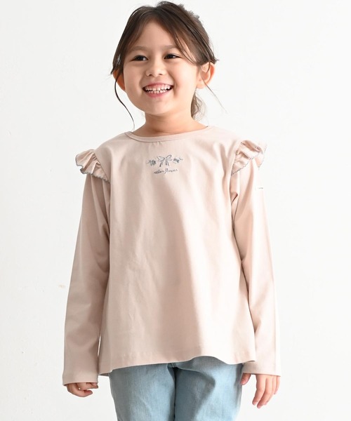 PUPPAPUPO(プッパプーポ)の「長袖 肩フリル Tシャツ(Tシャツ/カットソー・キッズ・ホワイト系その他/ピンク/ベビーピンク/アイボリー/ベージュ/ベージュ系その他/ベージュ系その他2/ホワイト系その他2/ピンク系その他/ホワイト系その他3・80/110/100/90/130/120)」の11枚目の写真